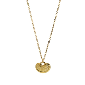 Vintage Chinese gold-plated long life lock necklace with lucky clouds engraving detail