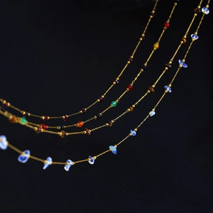 Handmade Irregular Natural Stone Amethyst Tiger Eye Moonstone Beaded Necklace Bracelet For Women 18K Gold Plated Stainless Steel Jewelry