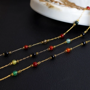 Handmade 18K gold-plated necklace with irregular amethyst and natural tiger eye beads