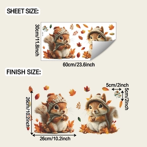 Détail de la taille du sticker mural écureuil 30x60cm et ses dimensions de finition
