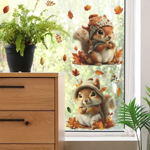 Stickers muraux écureuils et feuilles d'automne pour décoration de chambre douce