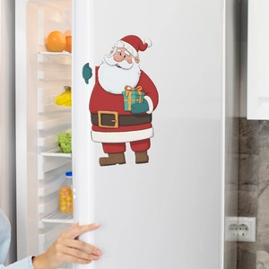 Adesivo murale natalizio di Babbo Natale con scatola regalo per decorare la casa e il frigo