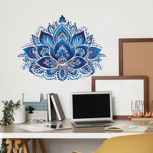 Blue Mandala Lotus Wall Sticker Removable Self Adhesive PVC Vinyl Mural For Living Room Bedroom Study Home Wall Decor