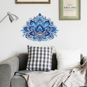 Blue mandala lotus self-adhesive wall sticker for living room home wall decoration