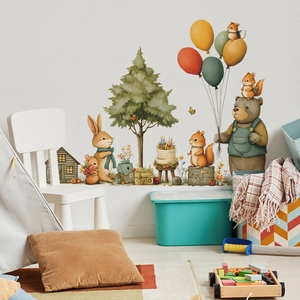 Forest animals wall stickers with bears and rabbits for nursery room decor