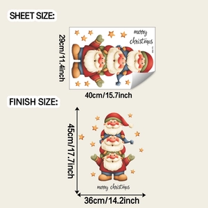 Detailed sheet size and finish size dimensions for Christmas gnome wall stickers