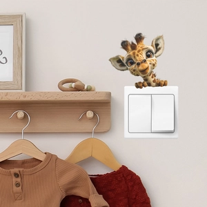 3D cute giraffe wall sticker for light switch decor in kids room and nursery