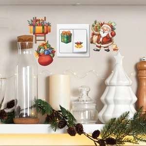 Cartoon Santa Claus wall sticker set for light switch decoration and home wall beautification