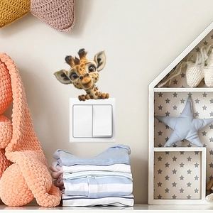 Cute giraffe wall sticker for light switch decoration in kids nursery bedroom