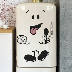 Cartoon Eating Character Stick Figure Wall Sticker DIY PVC Decal For Refrigerator Kitchen Cabinet Restaurant Home Decor