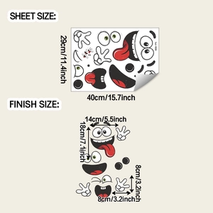 Size specifications for funny cartoon expression wall stickers for kitchen and bathroom decor