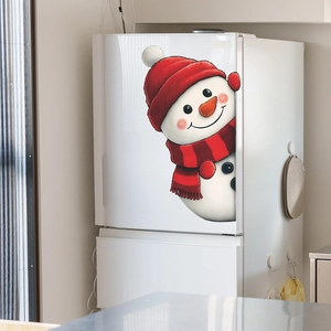 Creative peeking snowman wall sticker for Christmas home and refrigerator decoration