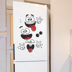 Funny cartoon expression stickers set for white refrigerator and kitchen decoration