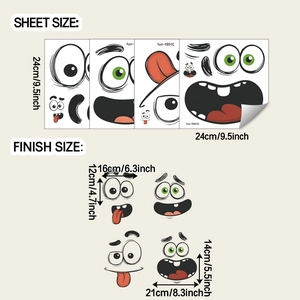 Tableau des tailles avec dimensions pour stickers muraux monstres rigolos de salle de bain
