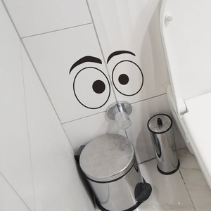 Funny cartoon eyes wall sticker for bathroom decor and toilet seat lid decoration
