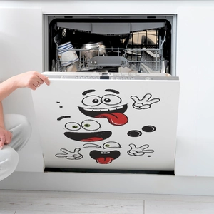 Funny cartoon expression decals for dishwasher and fridge creative kitchen decoration
