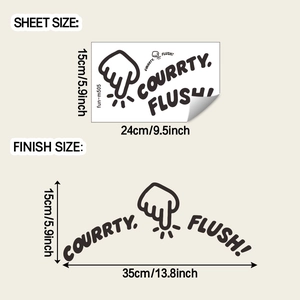 Size specifications for self-adhesive Courrty Flush bathroom gesture wall sticker