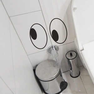 Adesivo murale con occhi buffi per decorazione bagno in PVC impermeabile autoadesivo