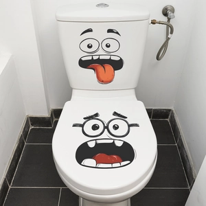 Funny cartoon facial expression stickers for home trash can and toilet decoration