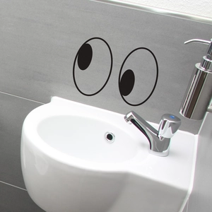 Adesivo murale con occhi buffi in stile cartoon per decorazione bagno moderno