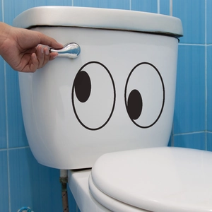 Adesivo murale con occhi buffi per decorazione wc e bagno stile cartone animato