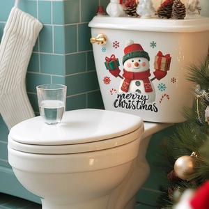 Festive Christmas snowman and snowflake self-adhesive wall stickers for bathroom decor