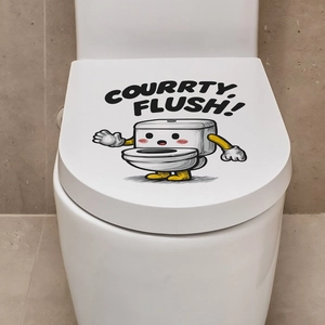 Personaggio divertente per toilette con slogan Courrty Flush adesivo in PVC impermeabile