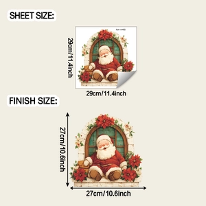 Detail view of Santa Claus window wall sticker with size specifications and measurements