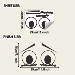 Adhesive sad face emoji toilet lid sticker dimensions with sheet and finish size details
