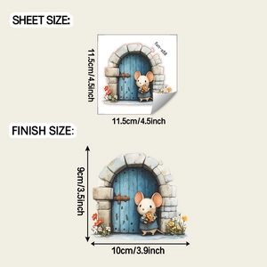 Detailed view of cute mouse wall sticker size 11.5cm by 11.5cm for home DIY decoration