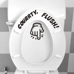 Modern Removable PVC Toilet Sticker With English Slogan And Pointing Finger Gesture Sign Bathroom Decoration Wall Decal