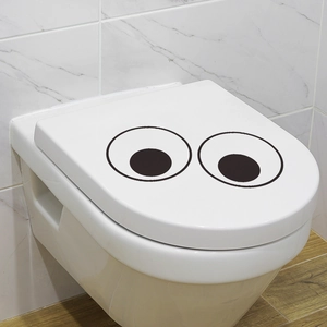 Funny large eyes toilet seat decal for creative bathroom wall and lid decoration