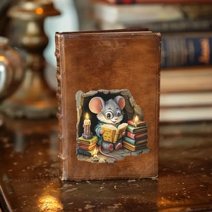 Autocollant mural DIY souris lisant pour une décoration créative de la maison