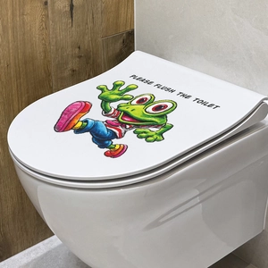 Sticker de toilette autocollant avec grenouille rigolote et texte Please Flush The Toilet