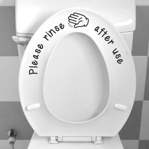 Please Rinse After Use Toilet Sticker Personalized Hand Gesture Slogan Waterproof PVC Self Adhesive Bathroom Wall Art Decor