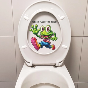 Sticker de toilette grenouille rigolote avec texte Please Flush The Toilet décor