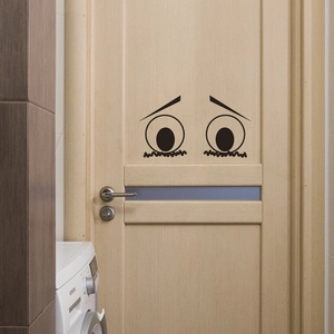 Minimalist cute sad expression vinyl wall sticker for bathroom door and toilet decoration