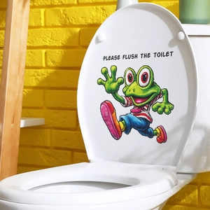 Sticker de toilette grenouille drôle avec texte Please Flush The Toilet en PVC