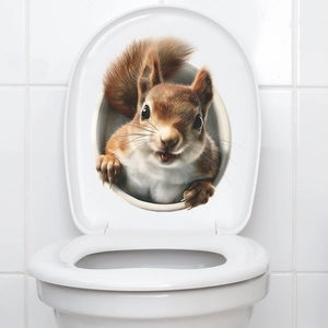 3D squirrel wall sticker for toilet decoration with realistic peeking squirrel design