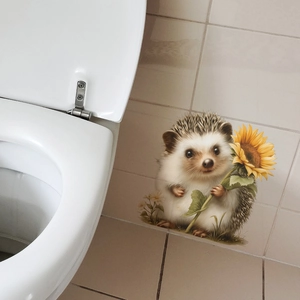 Cartoon hedgehog and sunflower 3D wall sticker for bathroom and home decoration