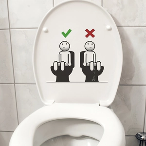 Creative Toilet Etiquette Sticker Funny Cartoon Restroom Instruction Sign Waterproof Bathroom Decoration Toilet Lid Decal