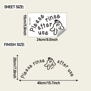 Creative 'Please rinse after use' wall decal with cartoon hand for bathroom decoration