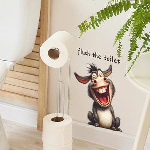 Lustiger Esel Wandtattoo mit Flush The Toilet Spruch für Badezimmer Wanddeko