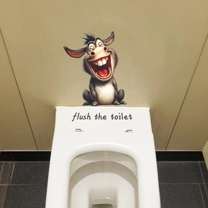Lustiger Esel Wandtattoo mit Flush the Toilet Spruch für die Badezimmerdeko