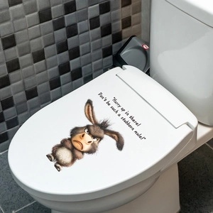 Funny cartoon donkey toilet seat sticker with Don't be such a stubborn mule quote