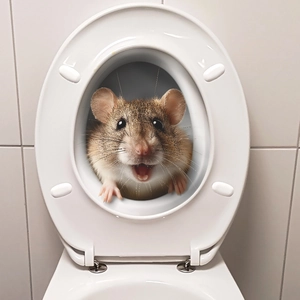 3D realistic brown hamster wall sticker appearing from a hole for bathroom decor