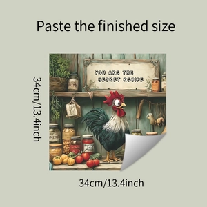 Dettaglio adesivo murale gallo 34cm con scritta You Are The Secret Recipe incisa