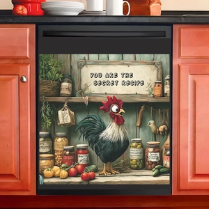 Adesivo per Lavastoviglie da Cucina con Gallo in Stile Campagnolo Citazione in PVC Rimovibile per Casa Sala da Pranzo