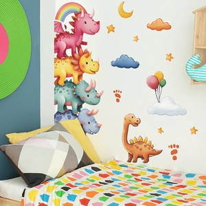 Stickers muraux dinosaures et étoiles pour décoration de chambre d'enfants
