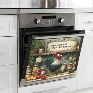 Copertura magnetica per lavastoviglie con gallo di cartone animato e decoro rustico